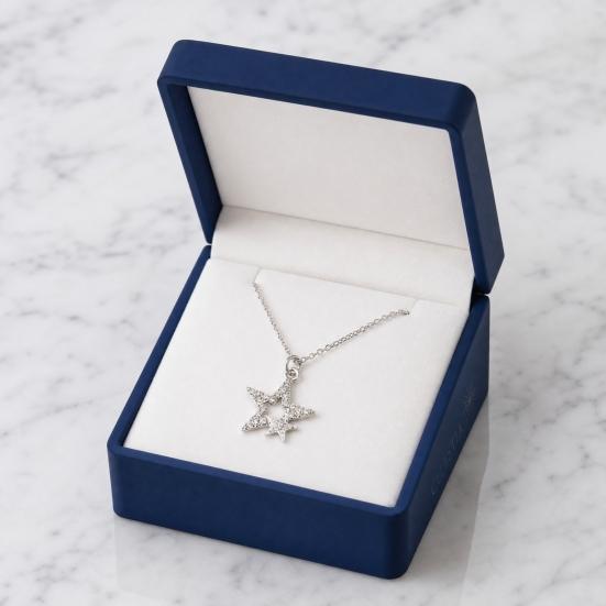 Five-pointed Star Necklace, Sparkling Rhinestone Stars Pendant Necklace, Adjustable Dainty Necklace Jewelry Gift for Women Girlfriend Friend