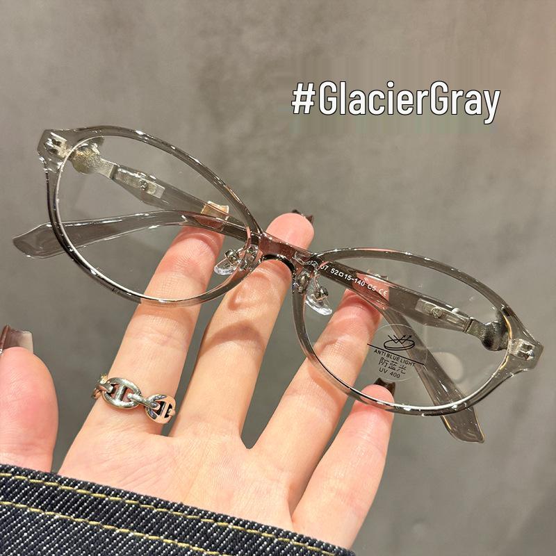 Oval Nerdy Glasses for Women: Retro Japanese Style, Anti-Blue Light, Saturn Design, Prescription Compatible.