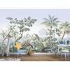 Vintage Hand‑Painted Tropical Jungle Wall Mural Palm Leaf Floral Wallpaper