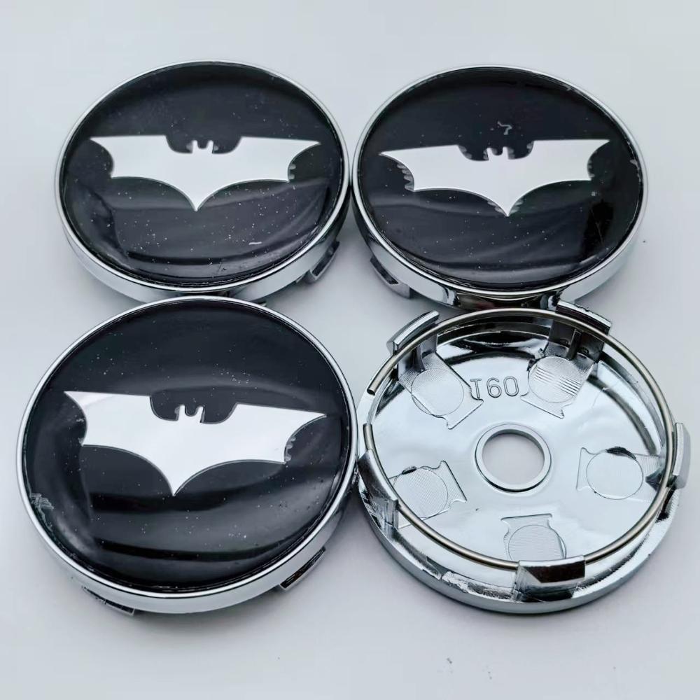 

4pcs 60mm (I.D 56mm) Car Styling Bat Logo Badge Emblem Car Wheel Center Caps Rim Hub Cover Stickers Decoratio Auto Accessories BAT Badge&4pcs T60 Wheel Cap