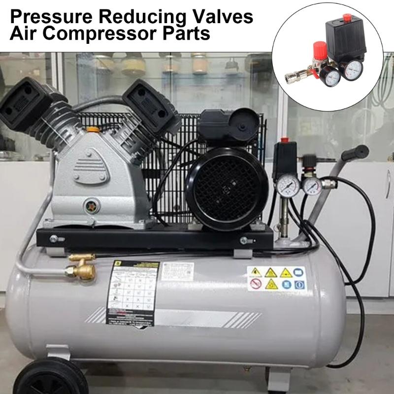 Air Compressor Pressure Switches Control Valves 90-120PSI 220V Replacement Part With Gauges Pressure Relief Valves