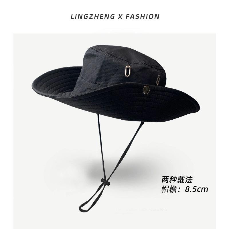 Bucket hat summer sun protection sun hat men's outdoor mountaineering fishing hat face protection neck integrated hat big brim sun hat