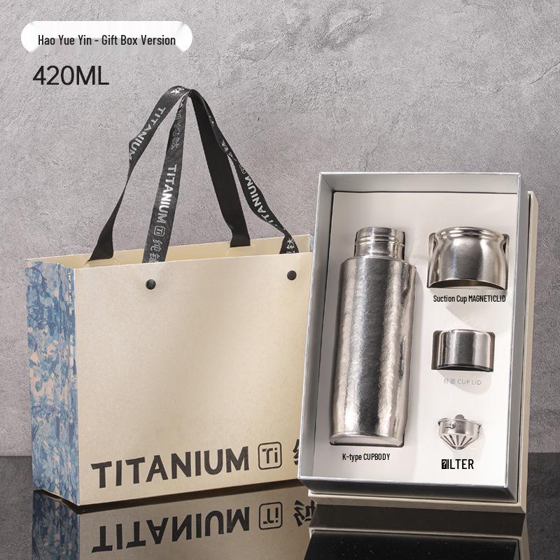 Pure Titanium Vacuum Insulated Tea Cup with Dual-Layer and Tea Separation Feature