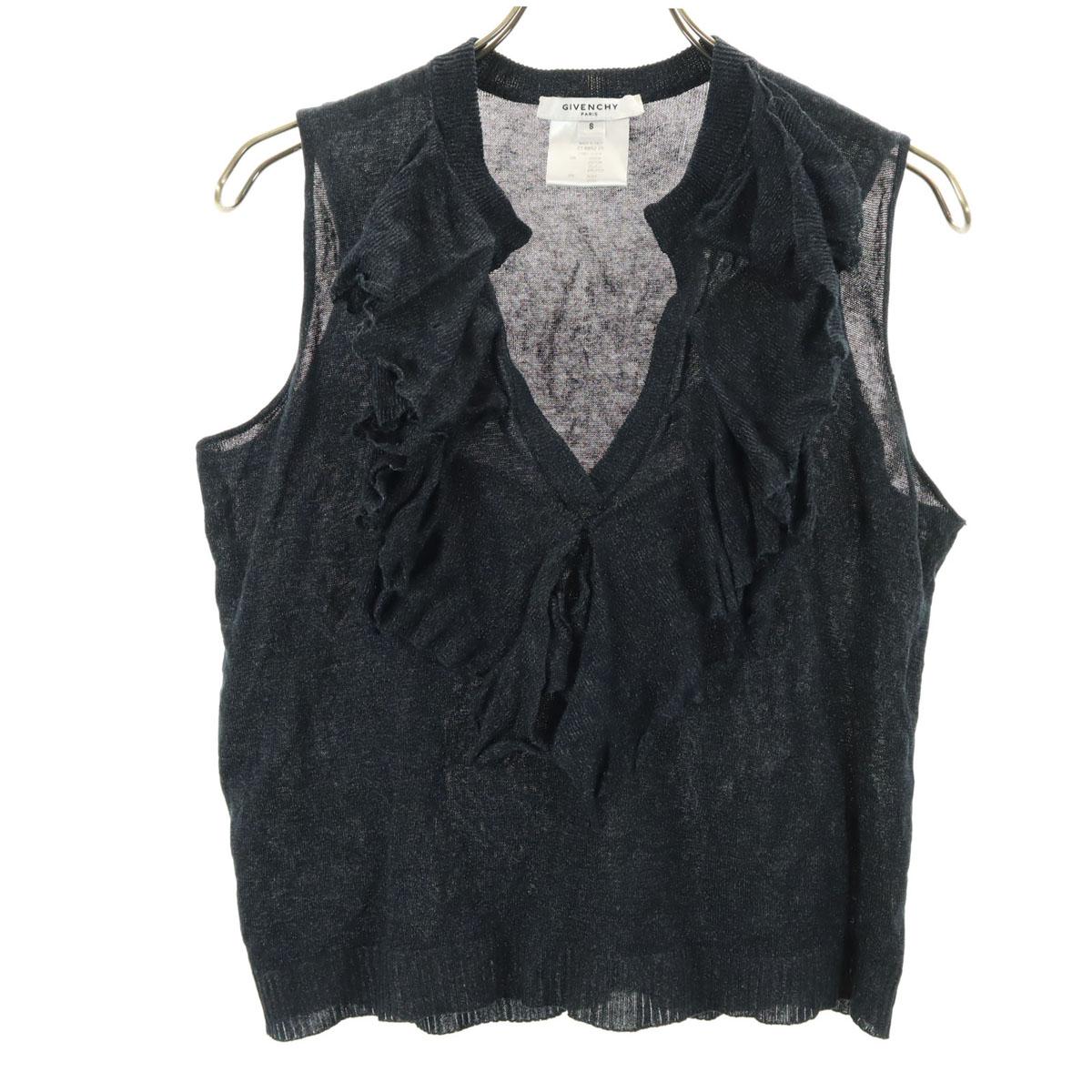 

GIVENCHY made in Italy No sleeve Frill knit S Navy Women Used