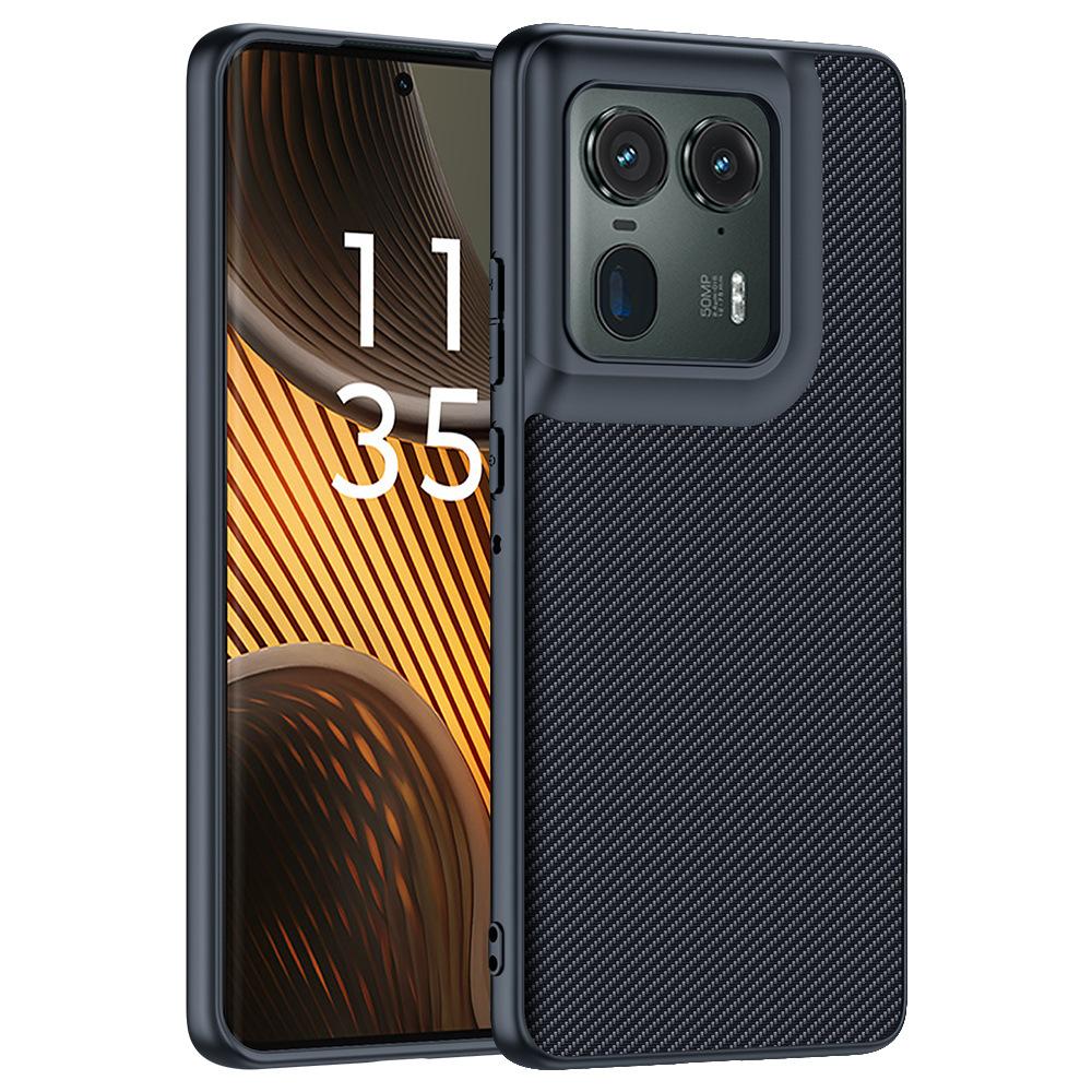 Applicable Motorola X50Ultra mobile phone case anti-drop carbon fiber Kevlar pattern ultra-thin moto protective leather case Motorola x50ultra