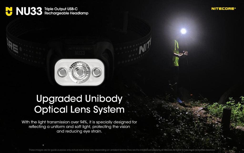 NITECORE NU33 Triple Output Rechargeable Headlamp 700 Lumens Eco Sensor USB Charging Cable USB-C - - Type-C