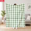 Sage Green White Buffalo Plaid Blanket Classic Gingham Check Pattern Soft Cozy Blanket Minimalist Farmhouse Sofa Bed Decor