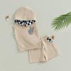 Toddler Boys 2PCS Shorts Sets Sleeveless Hooded Vest and Drawstring Checkerboard Shorts Sets