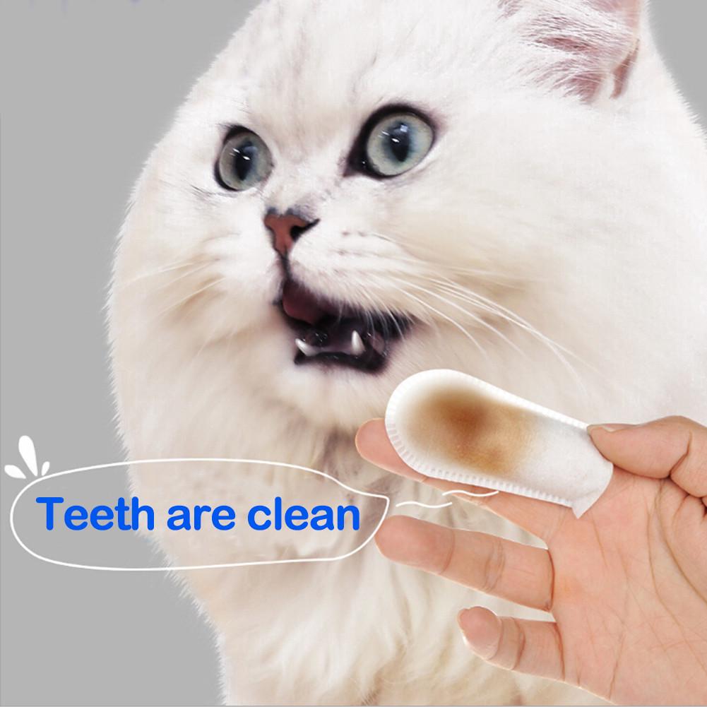 50pcs/box Pet Teeth Cleaning Finger Wipes Dog Cat Cleaning Teeth Ear Eyes Wipes Pads Tartar Removing Pets Cleaning Supplies One Size