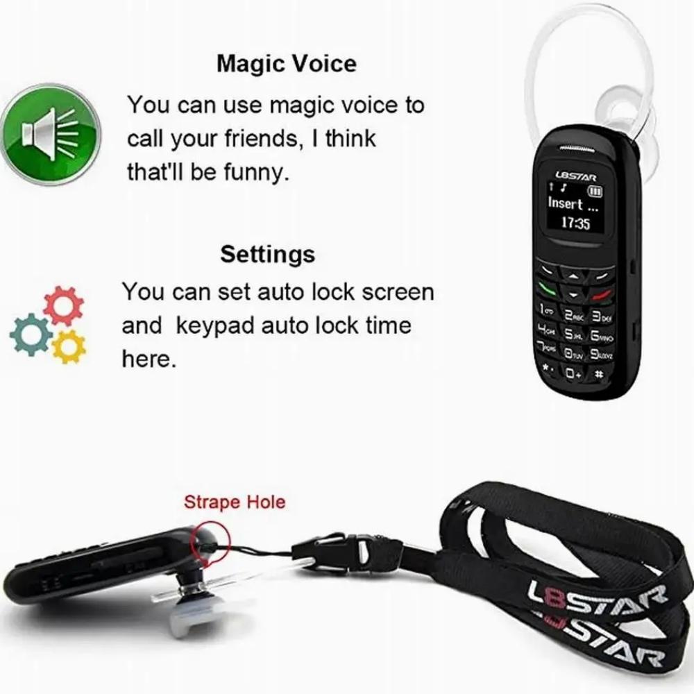 New BM70 Mini CellPhone Stereo GSM 2G Unlocked Super Thin Cellphone Small Mobile Phone Wireless Bluetooth Alarm Clock Earphone Portable Backup Phone