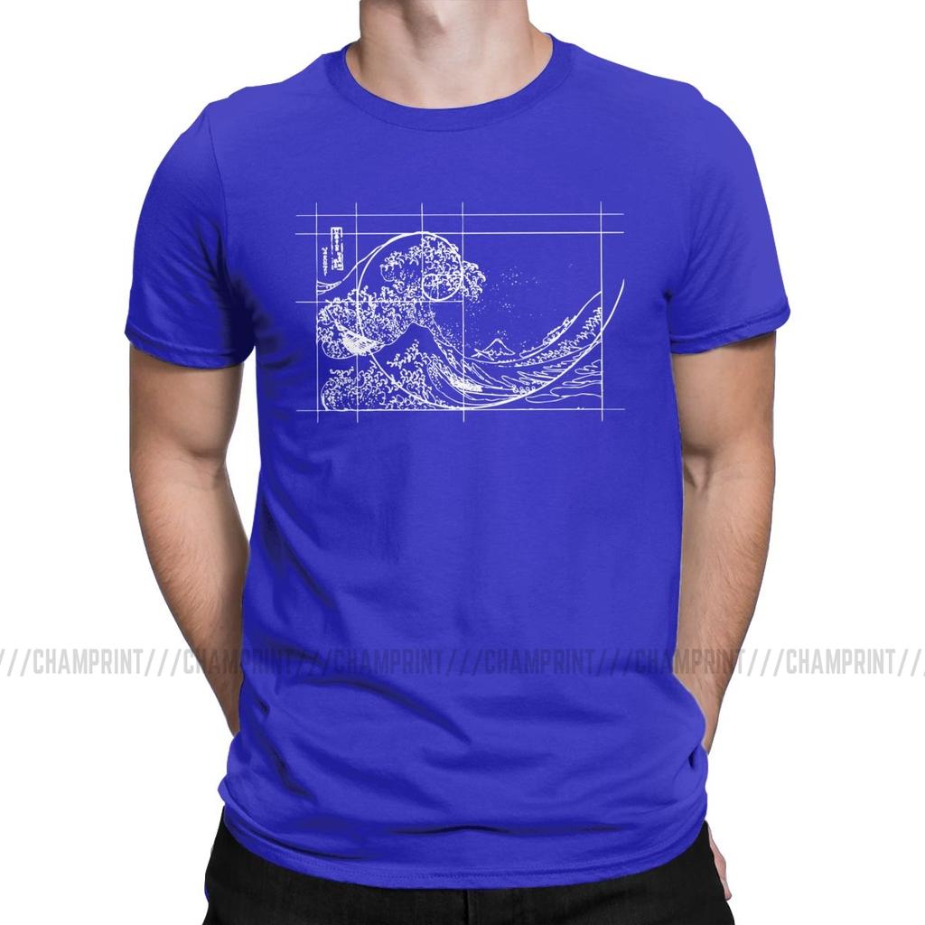 Hokusai trifft Fibonacci-Folge Goldener Schnitt Herren T-Shirt Mathe Technik Geek Lässige T-Shirts Rundhals-T-Shirts Übergrößen Oberteile