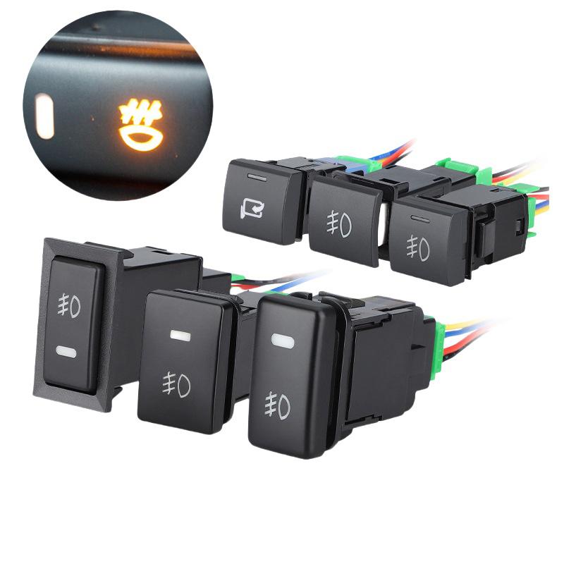 Durable For Dc 12V Front /Rear Fog Light Push Switch With 4 Wire Button For Car Boat Automotive Rv Black
