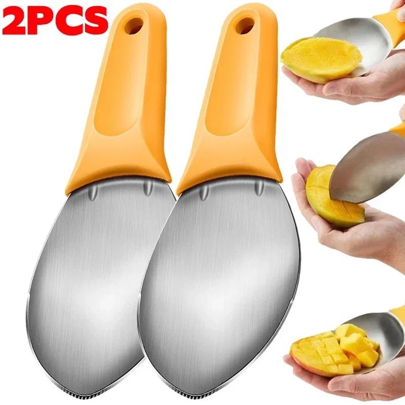 3 szt. Łyżki do owoców ze stali nierdzewnej Wielofunkcyjny nóż do krojenia mango i arbuza Krajalnica do awokado Obieranie separatora mięsa Narzędzia kuchenne