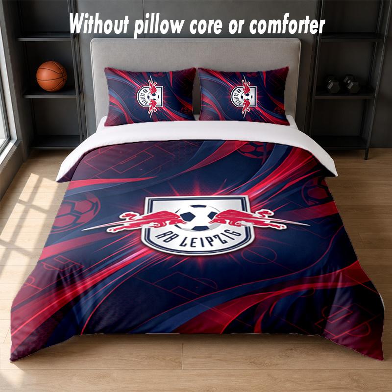 RB Leipzig Football Design Bed Bedding Set 1 Duvet Cover + 2 Pillowcases Soft Breathable Household Bed Linens