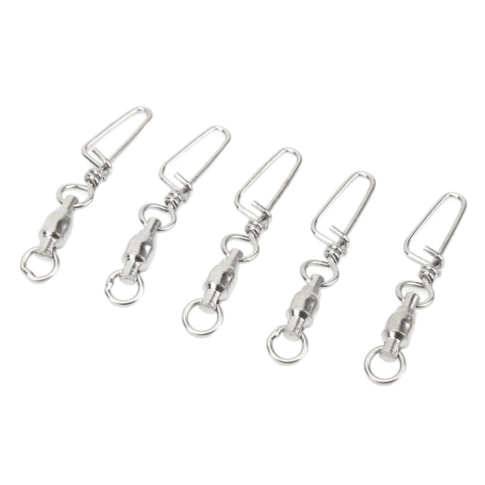 50PCS 2 Sizes Ball Bearing Swivels Stainless Steel Leader Connector  Fishing Tackle