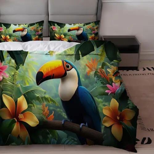Comforter Toucan Tropical With Toucan Tropical Pattern Suitable For Children Kids And Adults Soft And Breathable