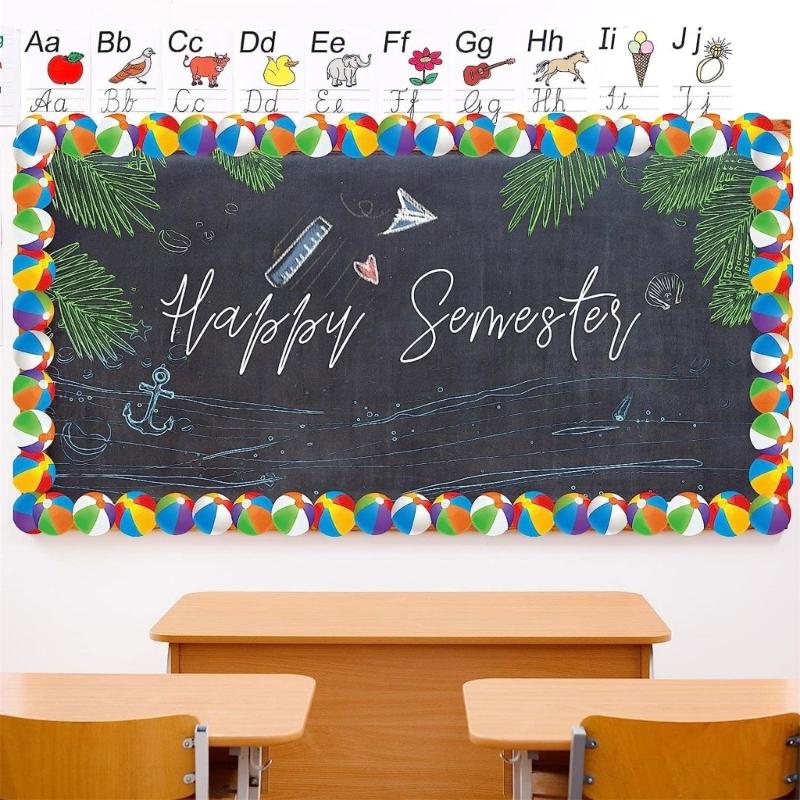 Colorful Beach Balls Border Trim Bulletin Board Border Trim 16ft-69ft for Notice Board Chalkboard Classroom Decoration