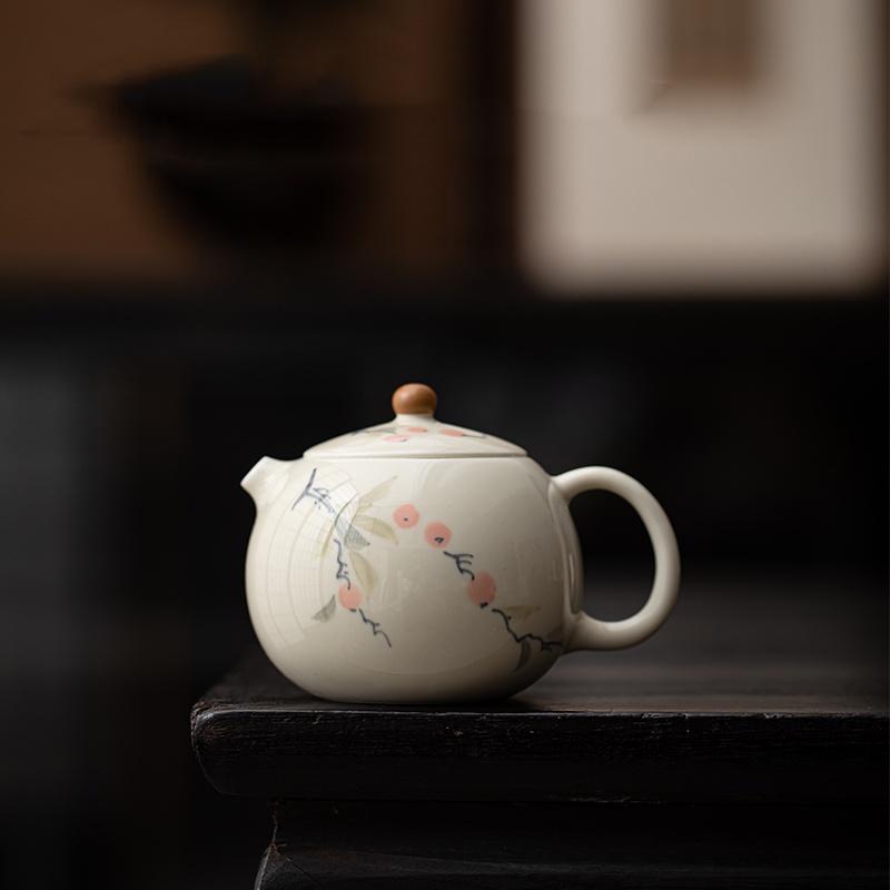 Porcelain Hand-painted  Gaiwan Cover Bowl Grass and Wood grayCeramic Tea Making Bowl Chinese Style Simple Tea Cup