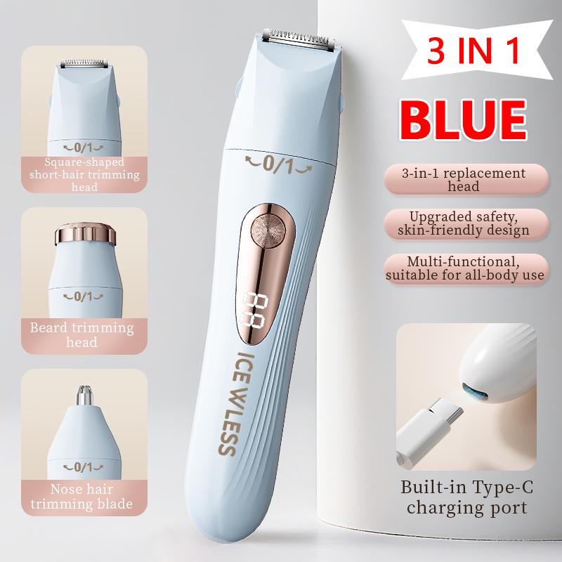 

2026 New Electric Hair Trimmer for Women Waterproof Painless Bikini Body Shaver Legs Arms Face Cordless Rechargeable синій