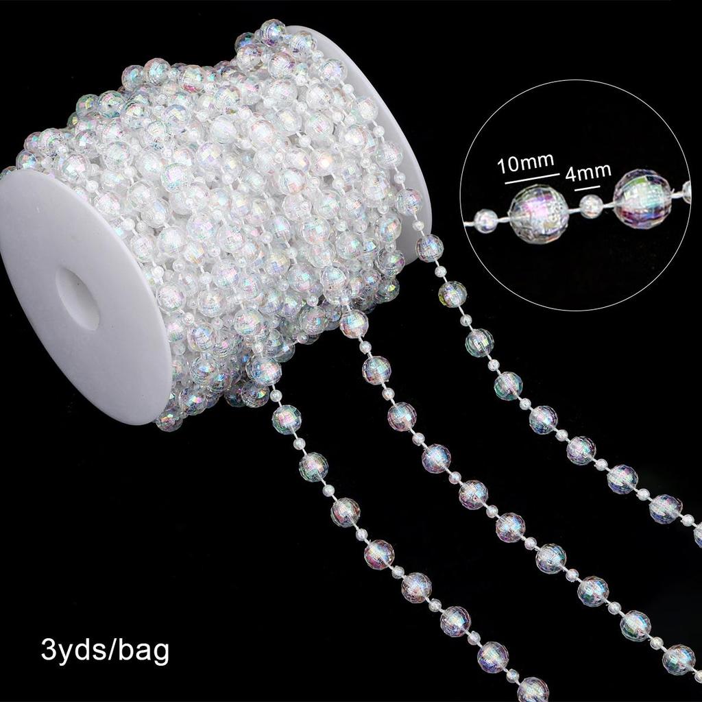 3Yard/ bag Akryl Gjennomsiktige perler for bryllup dekorasjon Hjem Party Ornament Supplies