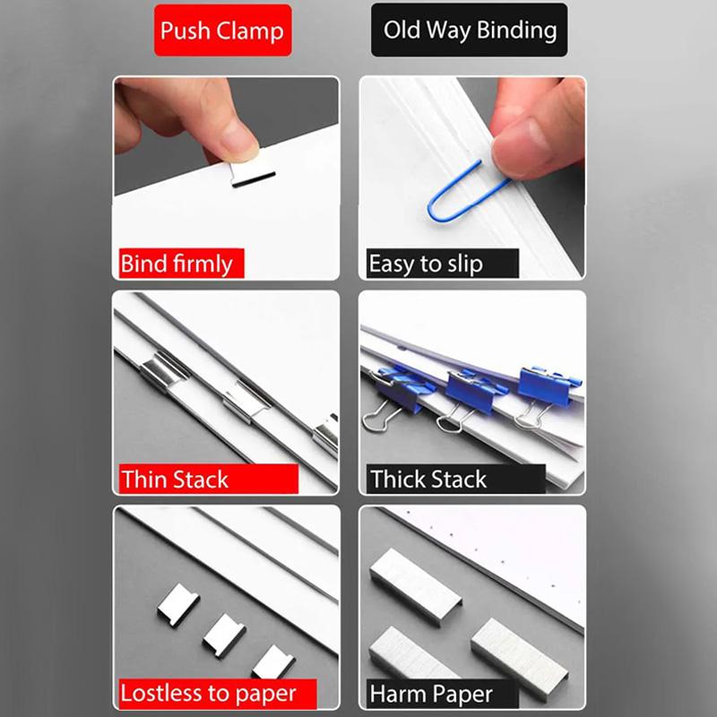 1PC Mini plastové školní potřeby Ruční sponkové vázací nástroje Tlačná sešívačka na dokumenty