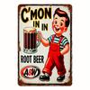 Vintage AW Root Beer Metal Sign Rustic Wall Art for Home Bars Restaurants Cafes for Man Caves Farmhouse Garage Decor