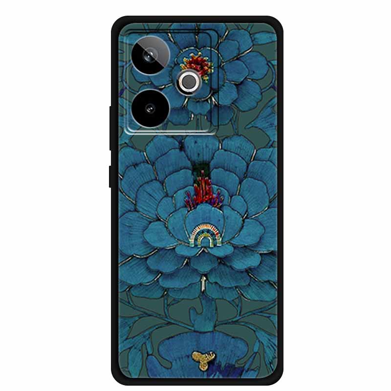 For Realme GT7 3D Relief Phone Case Emboss Flower Back Cover Black Silicone Shockproof Soft Protector 6.8" Realme GT 7T 7 T Capa