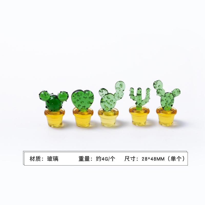 

5PCS/Set Handmade Glass Mini Cactus Figurines Statue Cute Cactus Tabletop Ornament for Home Decor Car Desktop Accessories New