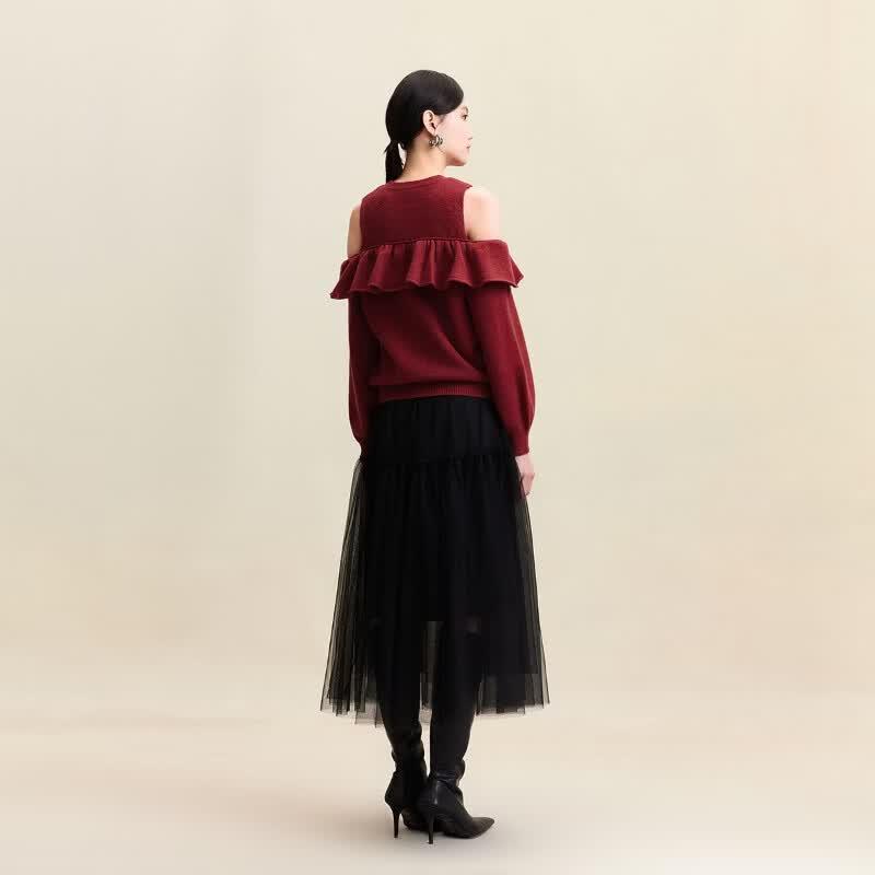 VEROMODA Bowknot Rhinestone Ruffle Knit Dress Set