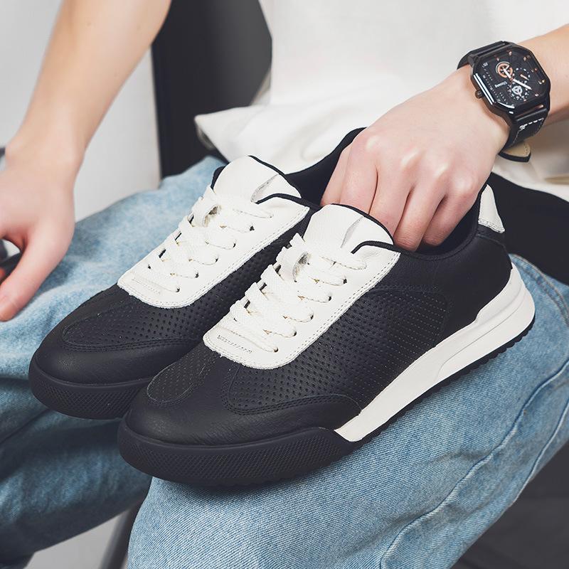 

Shoes men s 2025 new board shoes trendy brand high-end hollow trendy shoes retro niche soft-soled Forrest Gump training shoes 44 чёрный