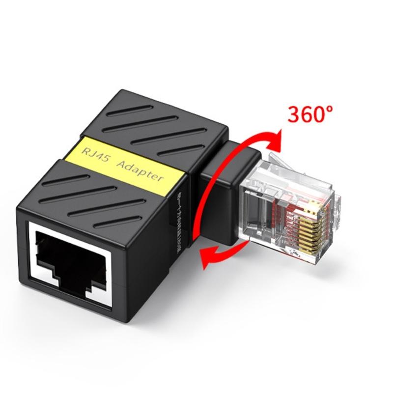 90Degree Rotatable Ethernet Coupler For Cat6 Cables Male And Female RJ45 Connectors 360 Rotating 1000mbps Bandwidth
