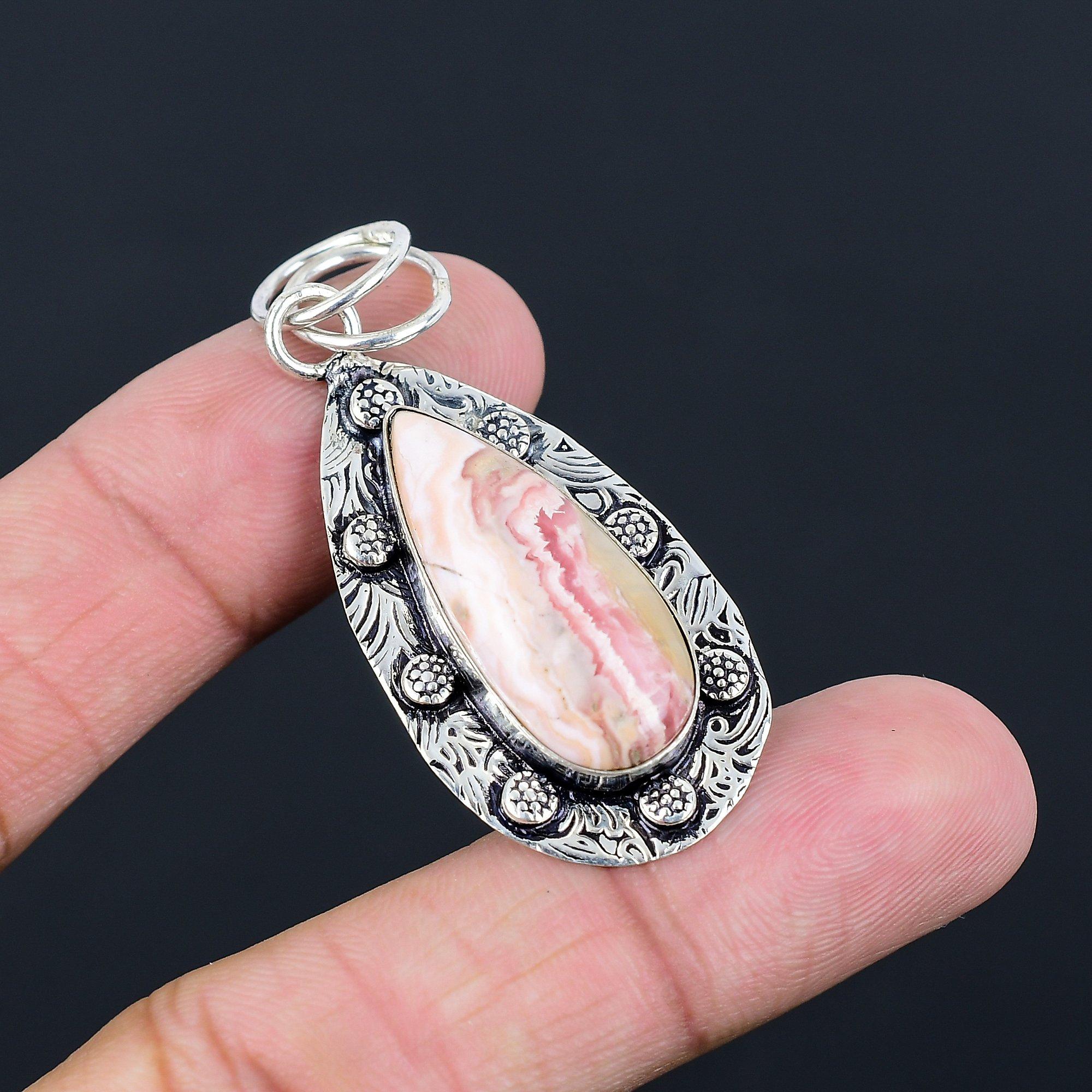 Friendship Day Sale 925 Silver Rhodochrosite Gemstone Bezel New Pendant Jewelry