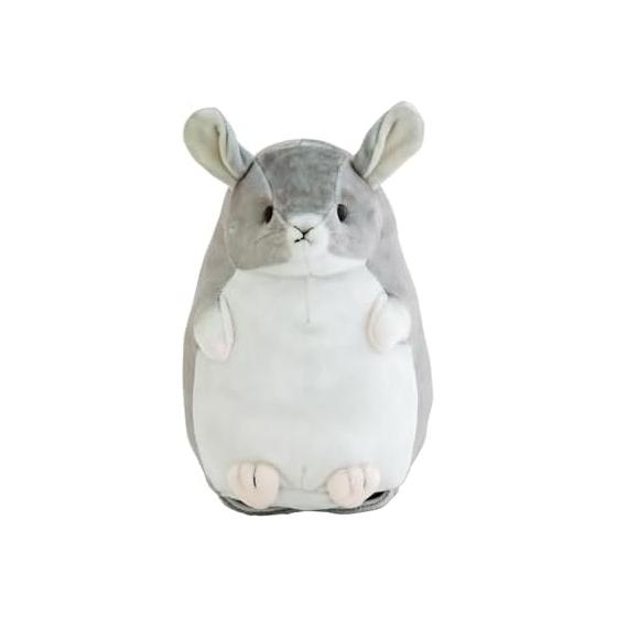 Tsumande Animals Plush Warmer Chinchilla GY - Soft & Squishy, Round Shape, Soothing, Reusable Silica Gel Pack, Can Also Be Chilled