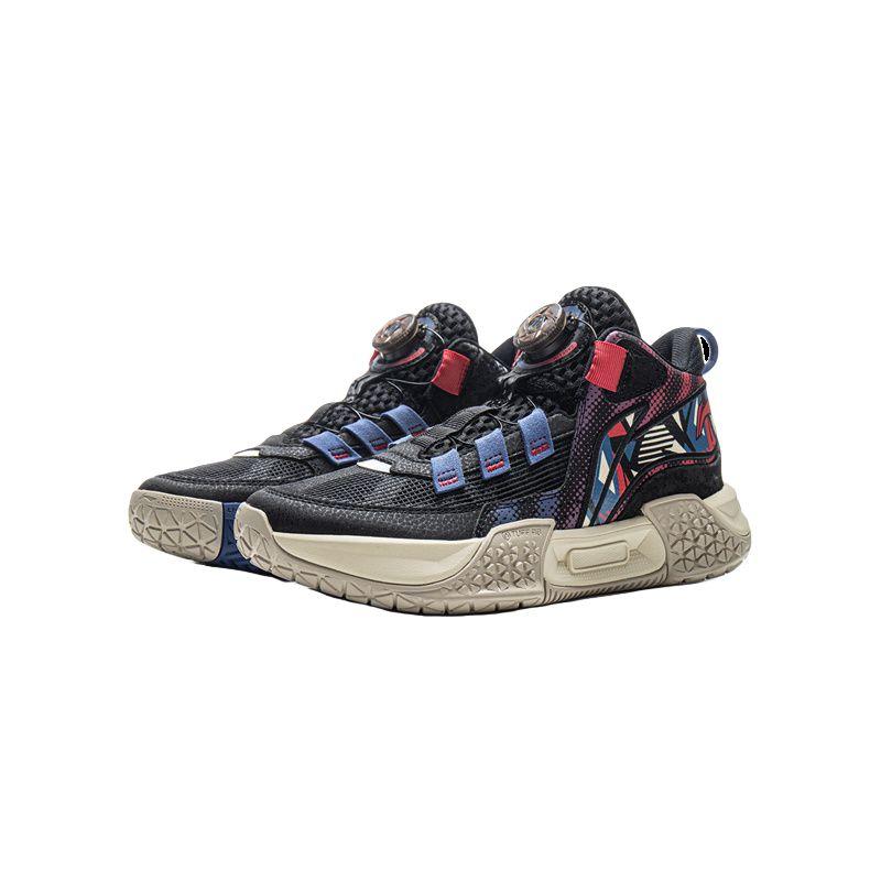 Li Ning Kids Basketball Shoes Comfortable Non-Slip Kids Sneakers Black Deep-Berry-Red YKBV058-3