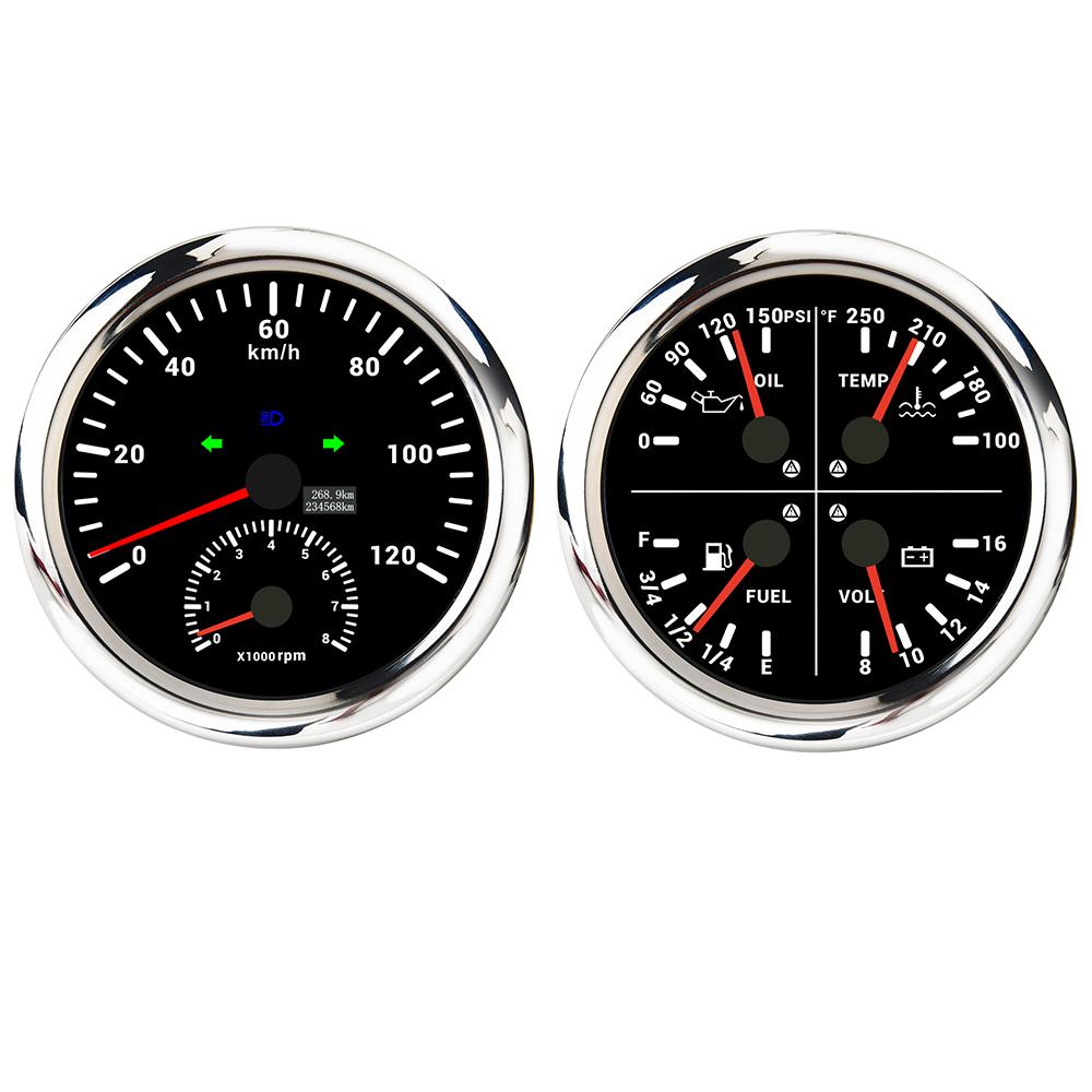 ELING 110MM GPS Speedometer 0-120KMH 0-200KM/H 0-120M 0-160MPH with RPM Tachometer with 4in1 Multifunction Meter with Backlight