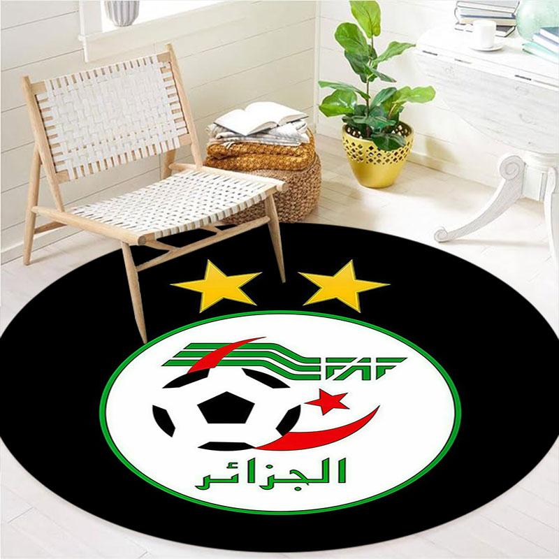 Algeria National Football Team Round Area Rug,Carpet Rug for Living Room Bedroom Sofa Playroom Decor,Non-slip Floor Mat
