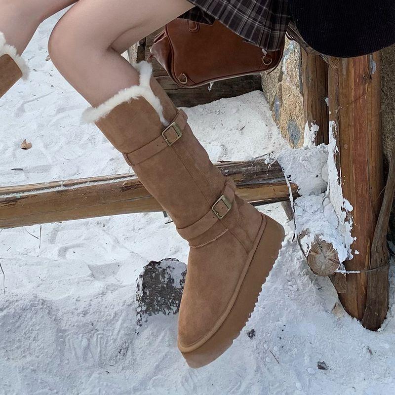 Women's Padded Thickened Warm Non-tired Feet Thick Soles Heightened Comfortable Waterproof Non-slip Casual Martin Snow Boots Cotton Shoes