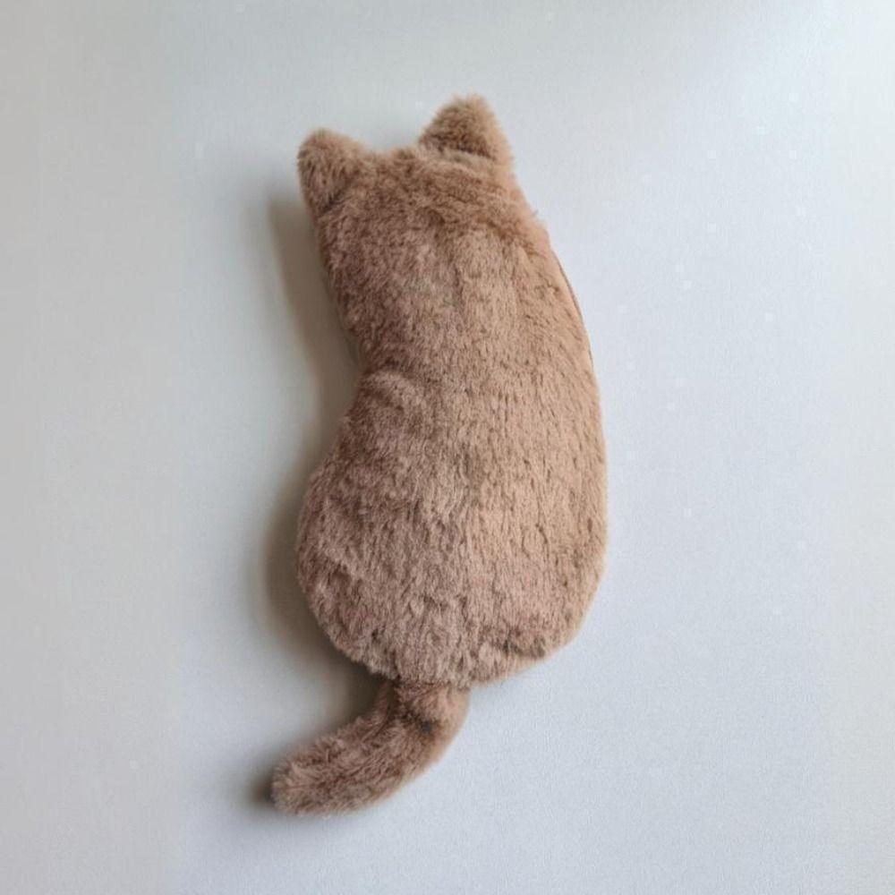 Soft Fluffy Pencil Case Cute Animal Stationery Bag Portable Cat Plush Pencil Bag  Travel