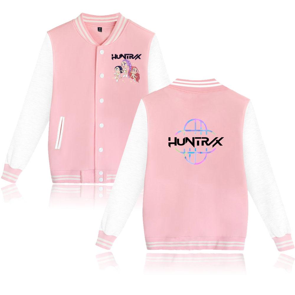 

Women Men s Jackets Bomber Jacket KPop Demon Hunters Cartoon Baseball Jacket Oversize Hip Hop Outerwear for College Couples Clothing XXS рожевий