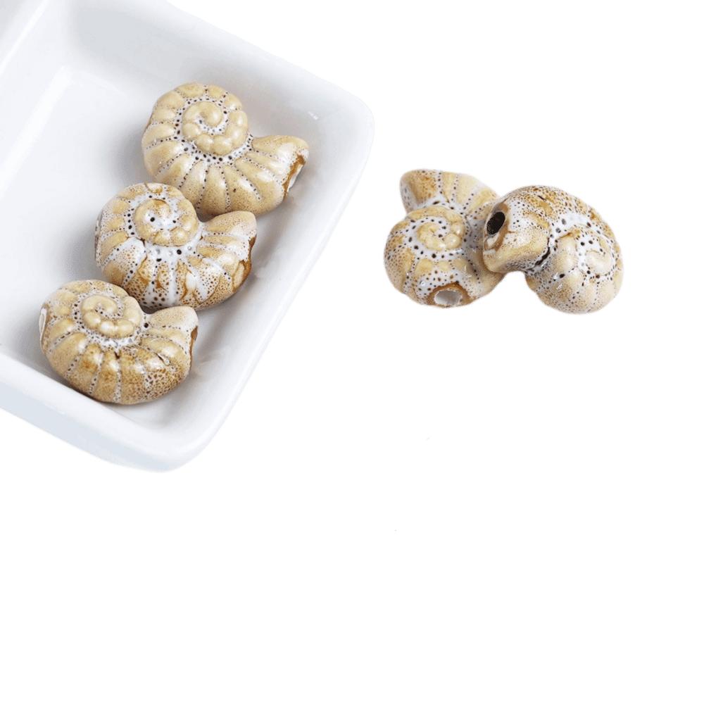 Glazed Snail Ceramic Beads Retro DIY Jewelry Making Pendant Conch Spacer Porcelain Beads Craft