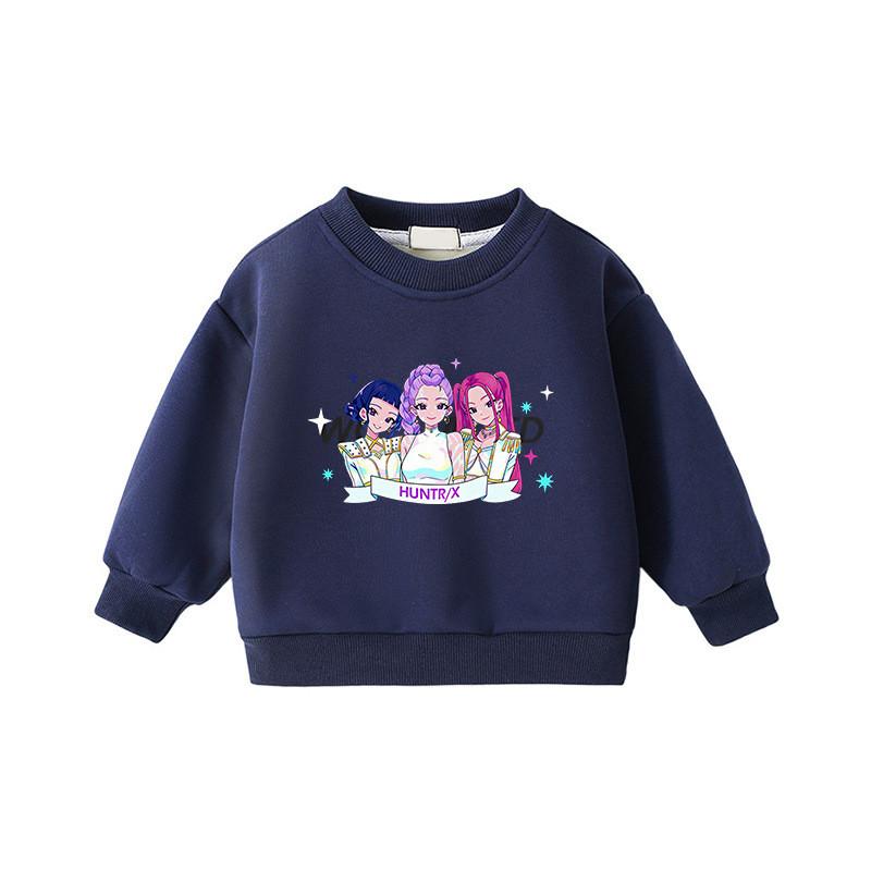 

Kids Girls Kpop Hunters Rumi Zoey Mira Huntrix Print Colorful Long Sleeves Sweatshirt 170cm темно-синього кольору
