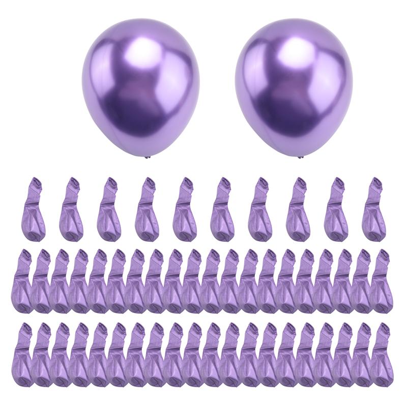 A96I-50Pcs 10 Inch Metallic Latex Balloons Thick Chrome Glossy Metal Pearl Balloon Globos For Party Decor