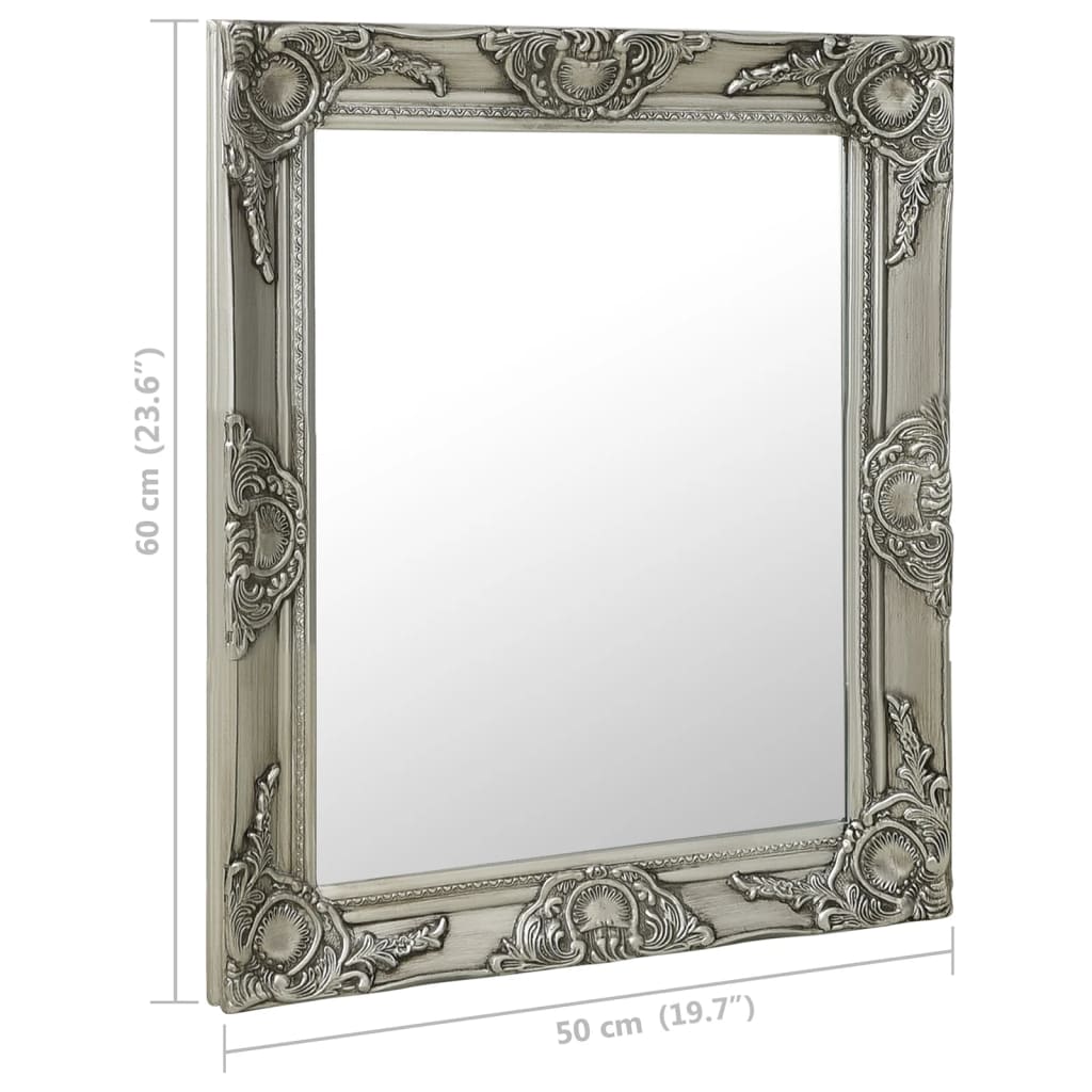 Baroque Style Wall Mirror 50x60 cm Silver