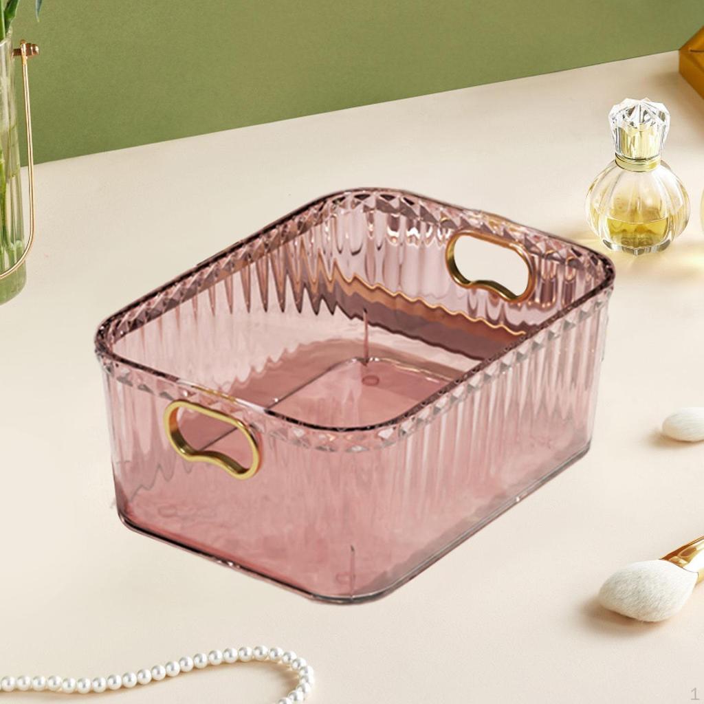 Acrylic Makeup Storage Bin Jewelry Organizer Built In Handles 23.3x15.7x8.8cm Basket