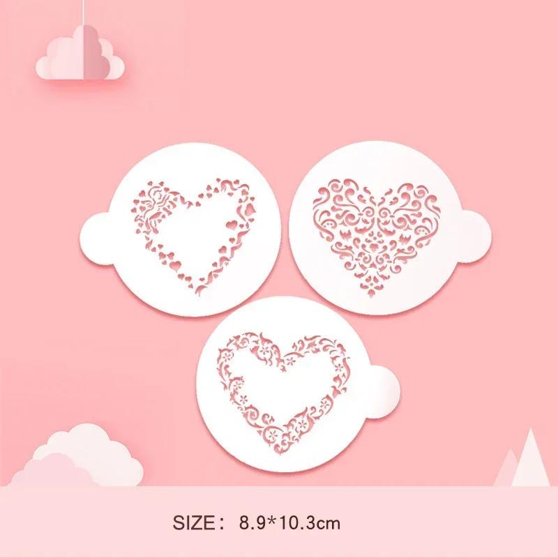 Love Heart Cookie Stencils Valentine‘s Day Fondant Mold Biscuit Baking Moulds Coffee Powder Sieve Pastry Spray Tools for Wedding