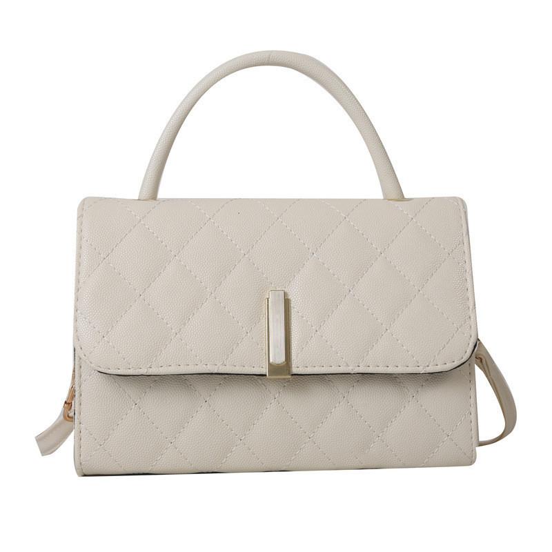 Fashionable Autumn 2023 Women s Pu Stitch Patchwork Small Square Handbag белый