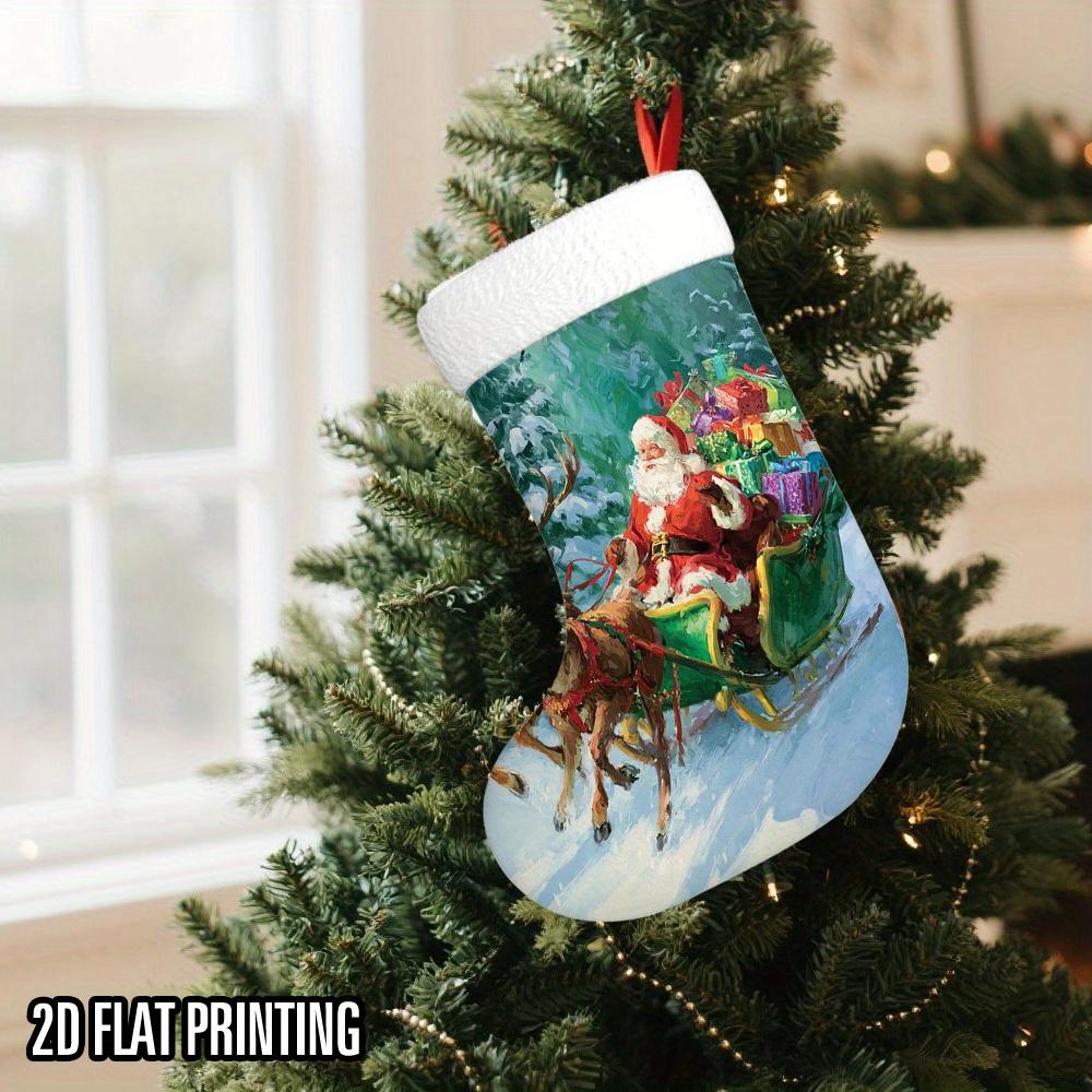 Christmas decoration fireplace hanging stocking1pc Santa Claus Sleigh Ride Christmas Stocking - with Presents