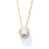 Lady Fashion Wedding Jewelry 14k Gold Plated Elegant Sterling Silver 925 Round Brilliant Cut Zircon Fine Necklace Jewellery
