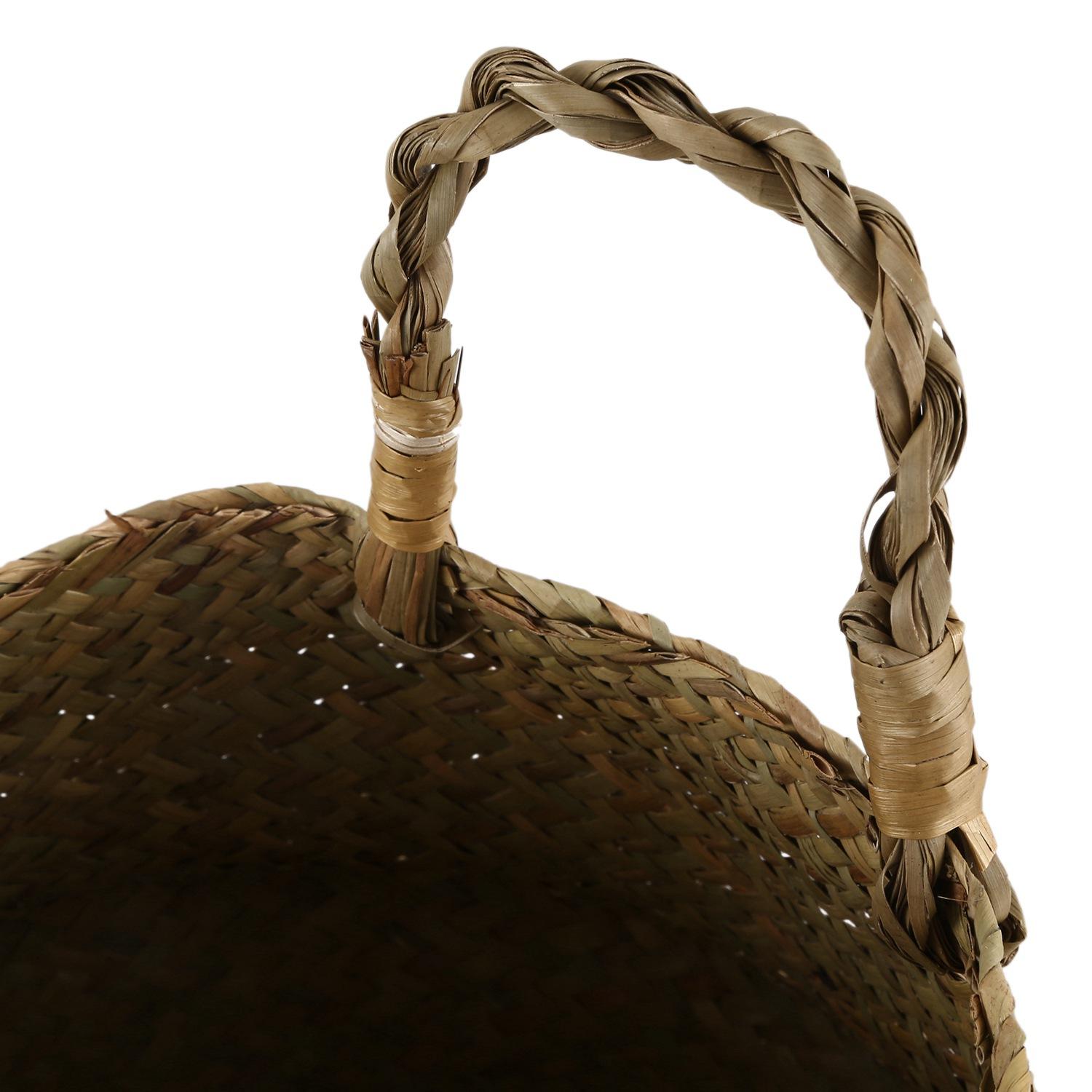 

Good-Seagrass Wickerwork Basket Rattan Foldable Hanging Flower Pot Planter Woven Dirty Laundry Hamper Storage Basket Home Decor