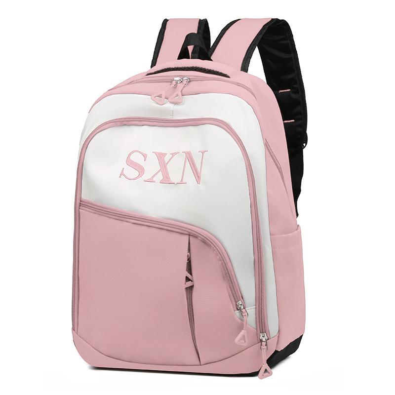 

Рюкзак Новый модный вместительный школьный рюкзак для кампуса Простой контрастный цвет Рюкзак для путешествий для ученика средней школы розовый